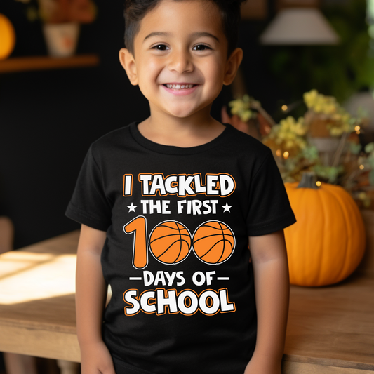 100 Days T-Shirt - I Tackled the First 100 Days of School Cool Tee Shirt