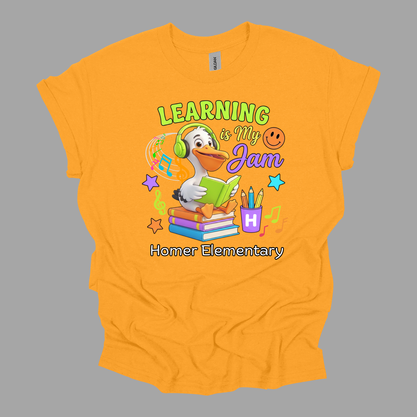 Homer Elementary "Learning is My Jam" Staff Spirit Tee | Comfortable Teacher Apparel