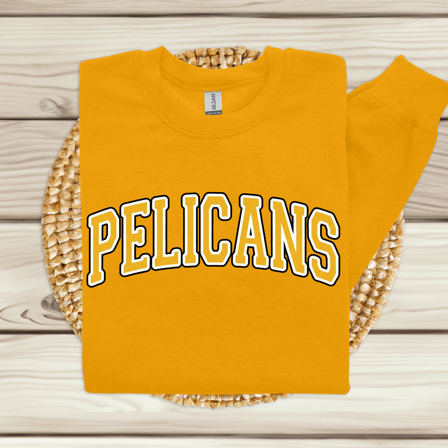 Classic Arch PELICANS Spirit Tee | Collegiate Style Apparel for Students, Teachers & Families