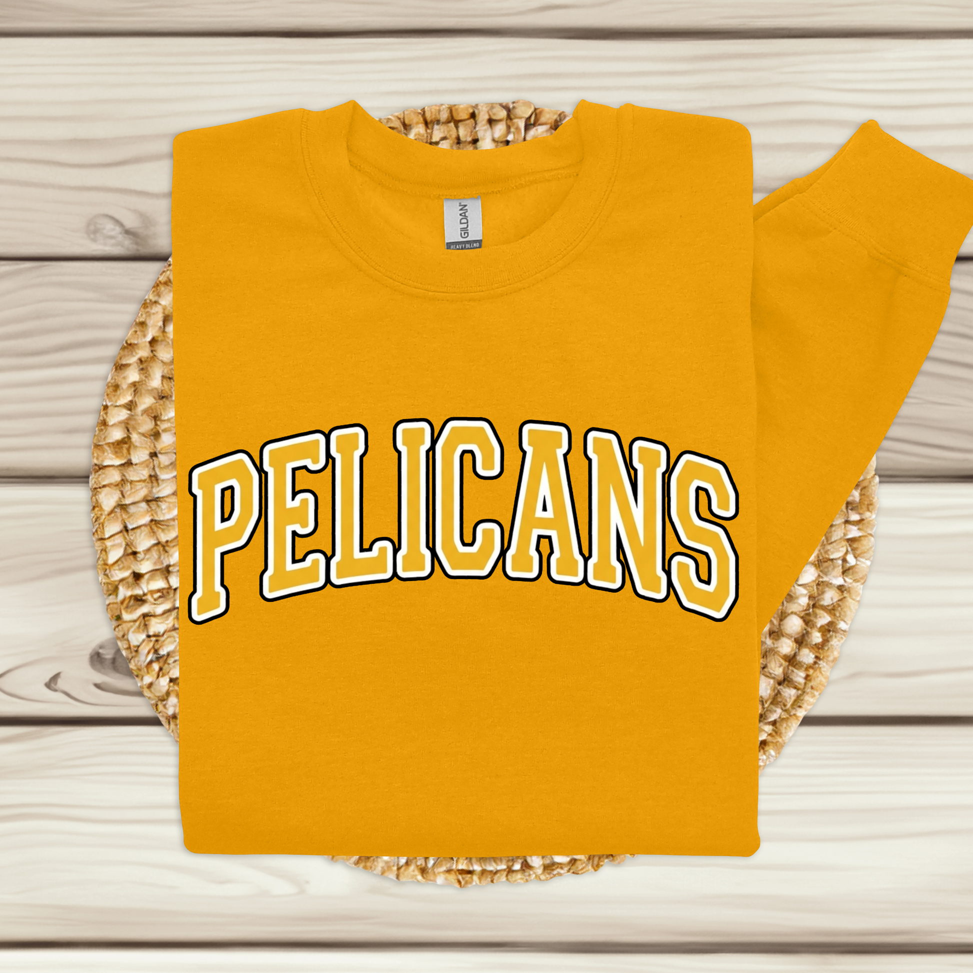 Classic Arch PELICANS Spirit Tee | Collegiate Style Apparel for Students, Teachers & Families