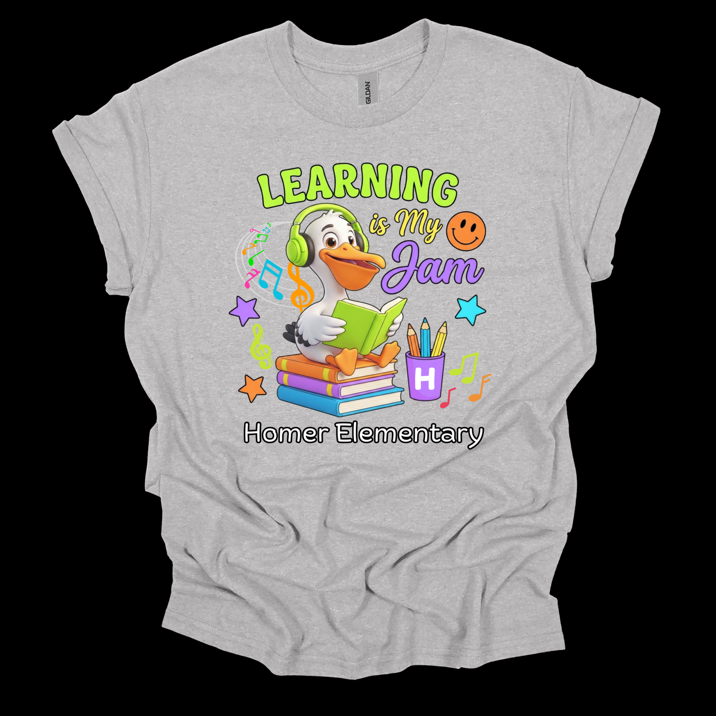 Homer Elementary "Learning is My Jam" Staff Spirit Tee | Comfortable Teacher Apparel