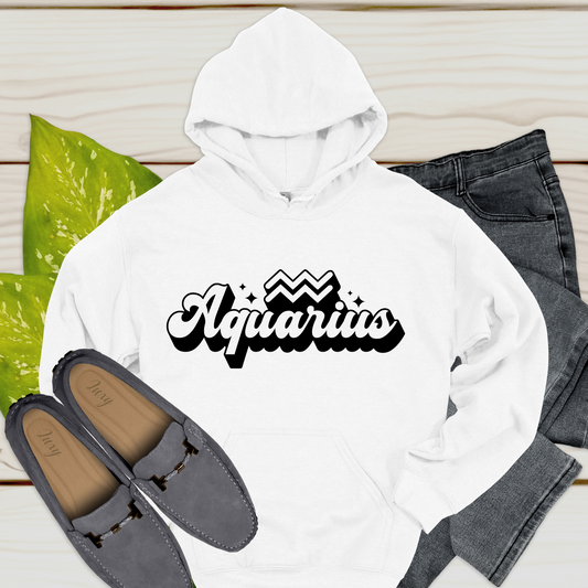 Aquarius Zodiac Hoodie - Retro Aquarius Hoodie is an ideal birthday gift  for a personalized and thoughtful birthday hoodie 