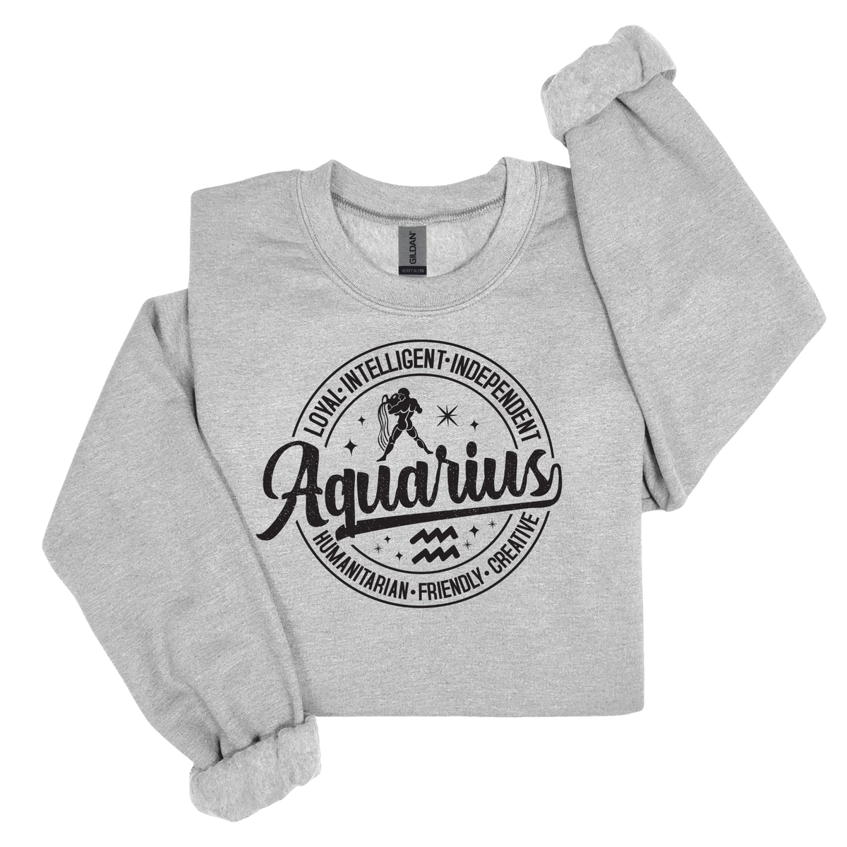 Aquarius Zodiac T-Shirt : Celestial Charm Aquarius Distressed Apparel