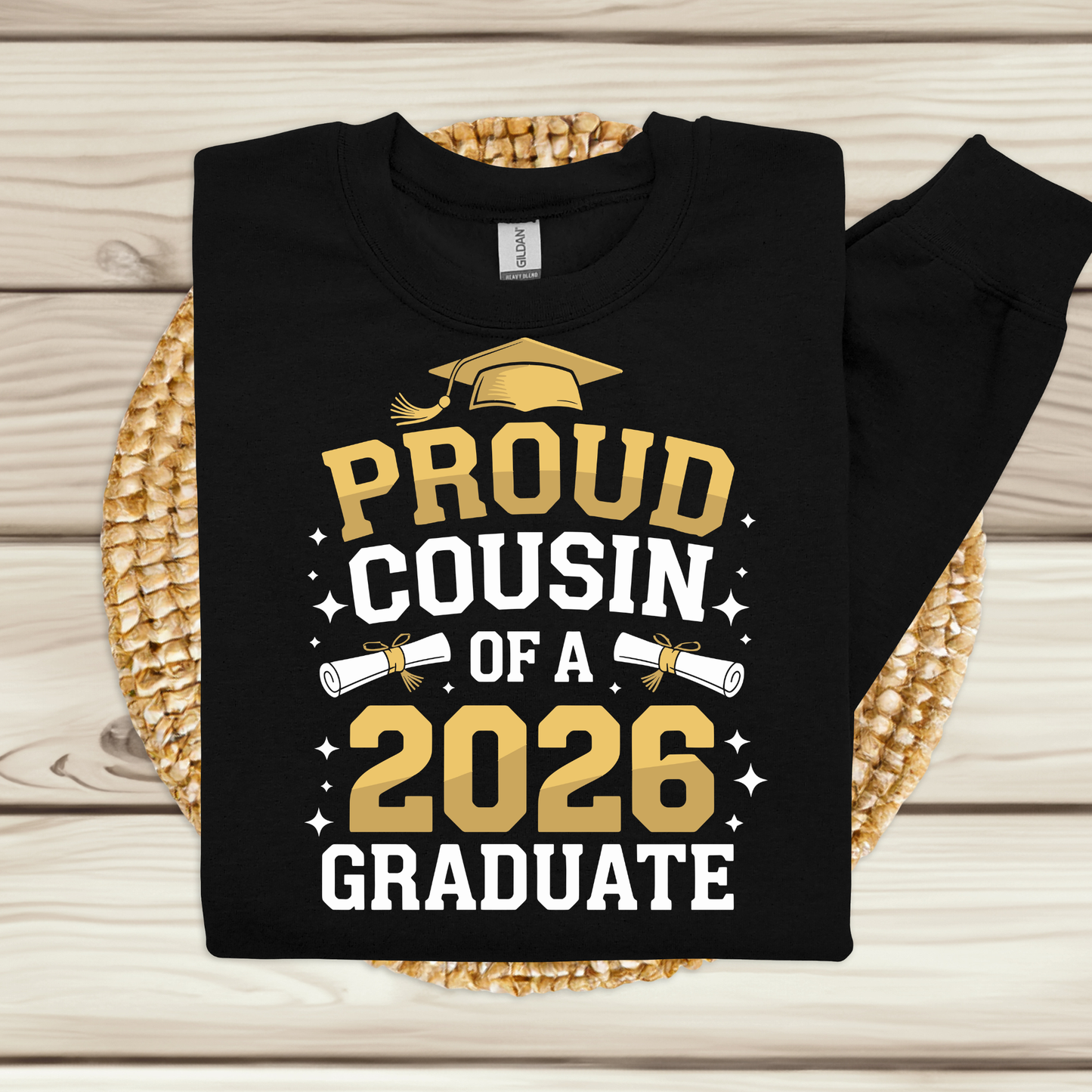 Custom "Proud of My 2026 Graduate" Personalized Gold Graduate Family Relation T-Shirt