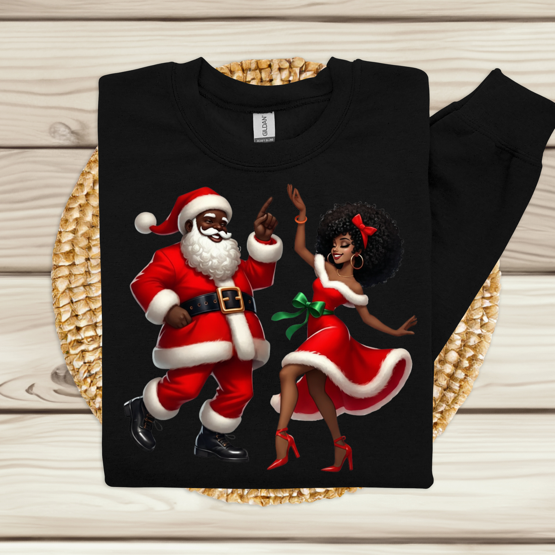 Dancing Black Santa & Mrs. Claus Sweater - Urban Cute Christmas Sweatshirt
