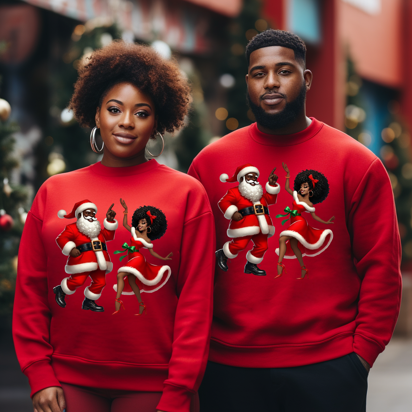 Dancing Black Santa & Mrs. Claus Sweater - Urban Cute Christmas Sweatshirt