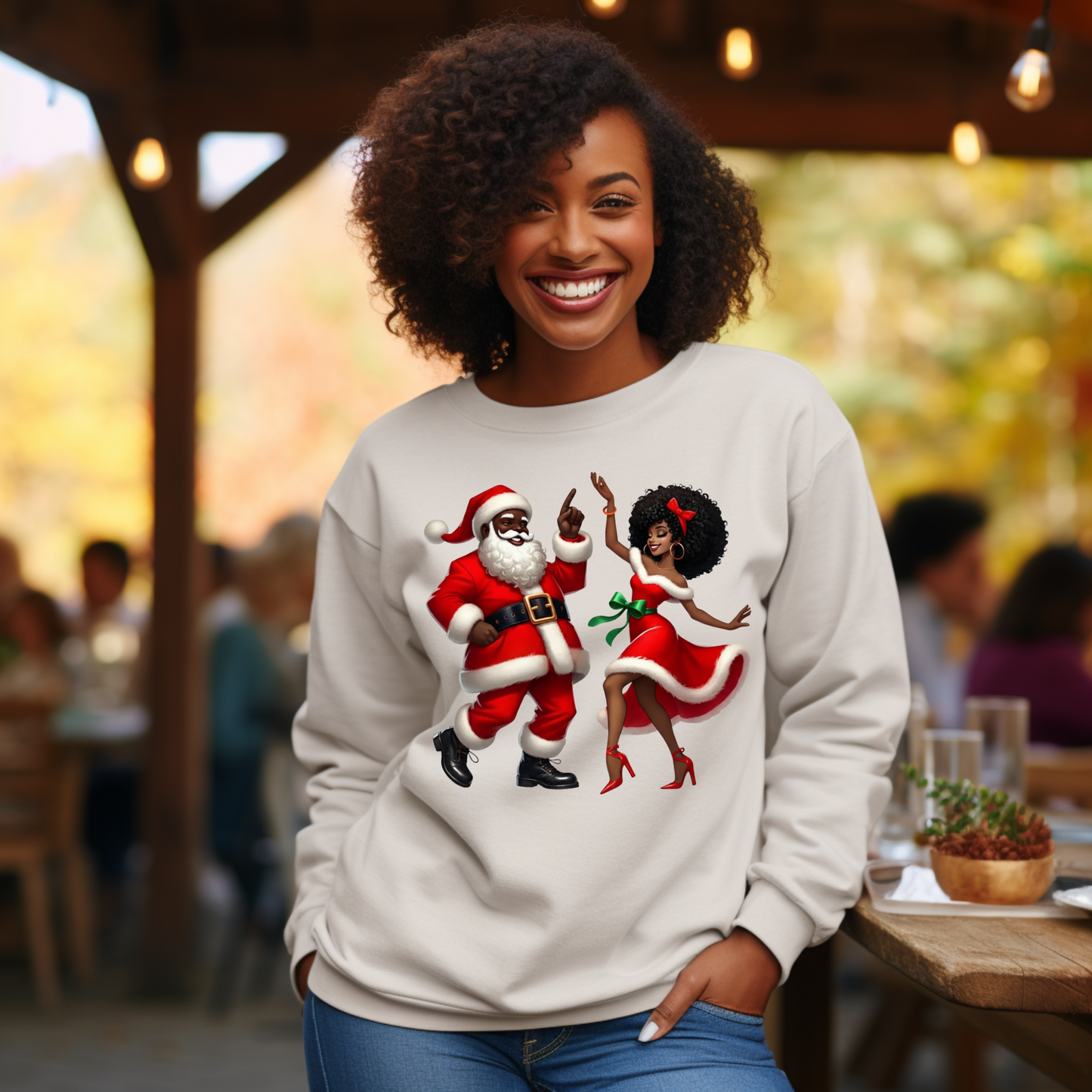 Dancing Black Santa & Mrs. Claus Sweater - Urban Cute Christmas Sweatshirt