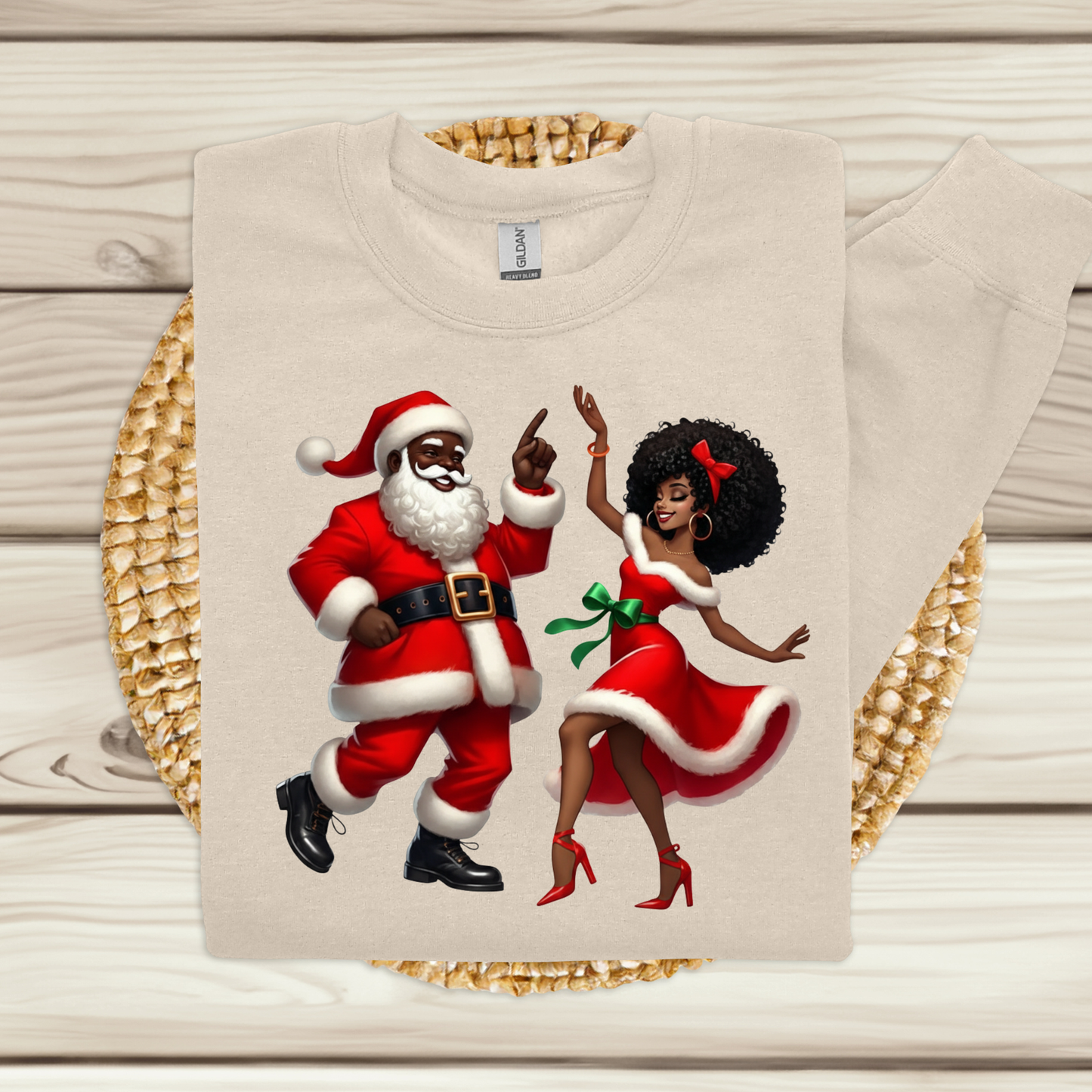 Dancing Black Santa & Mrs. Claus Sweater - Urban Cute Christmas Sweatshirt
