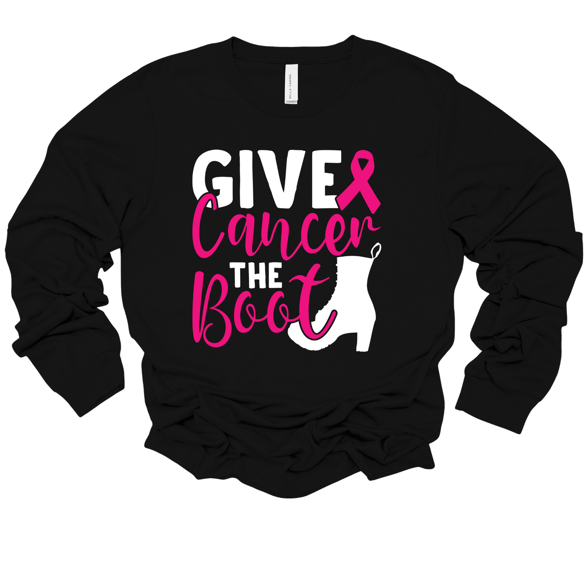 October Pink Ribbon Graphic Tee "Give Hope the Boot" Pink Ribbon Support T-Shirt