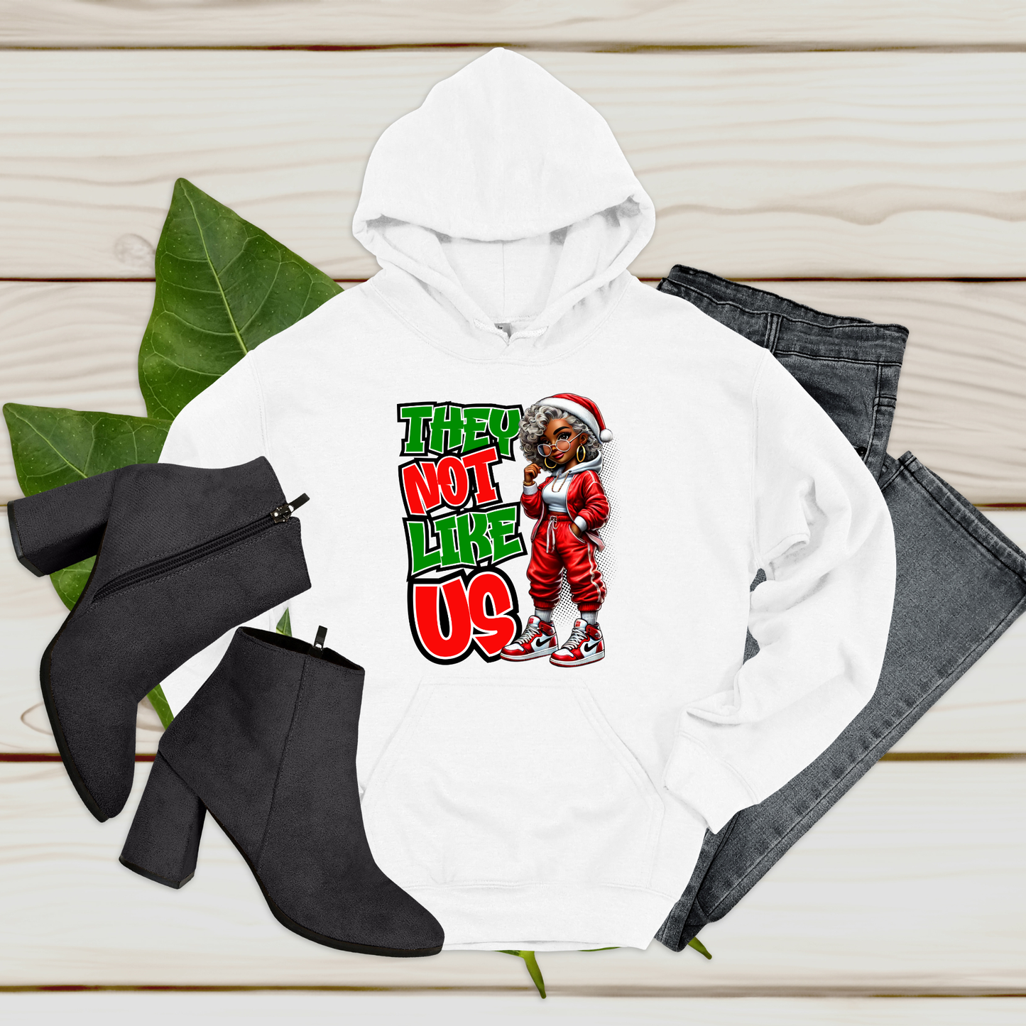 Black Mrs Claus Christmas Shirt -"They Not Like Us" Urban Sweatshirt