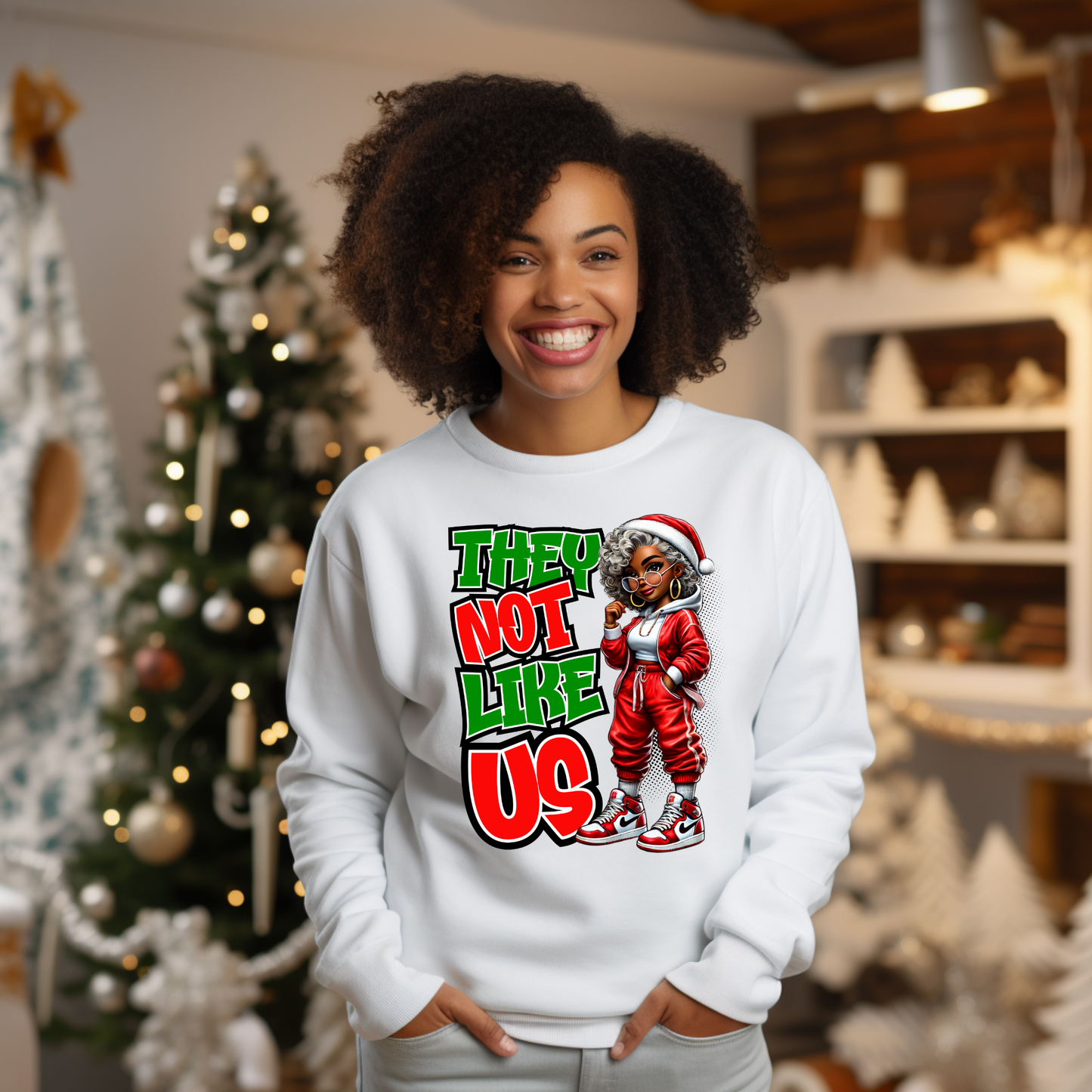 Black Mrs Claus Christmas Shirt -"They Not Like Us" Urban Sweatshirt