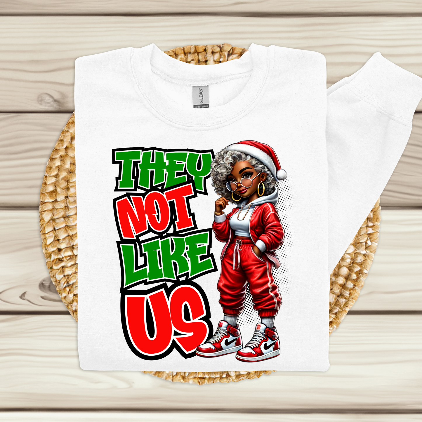 Black Mrs Claus Christmas Shirt -"They Not Like Us" Urban Sweatshirt