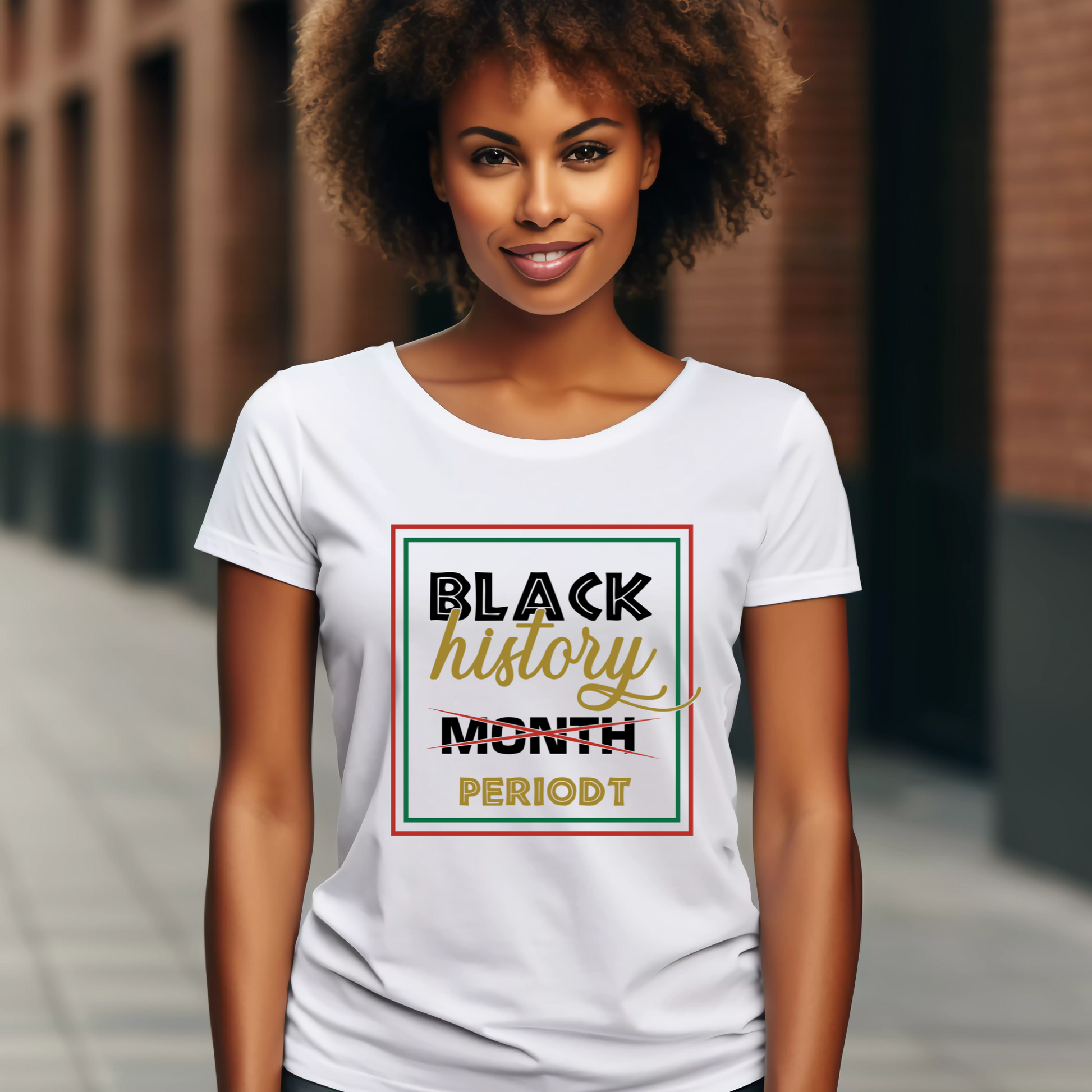 Black Woman wearing white shirt to celebrate black history for African American heritage wear to support black history month