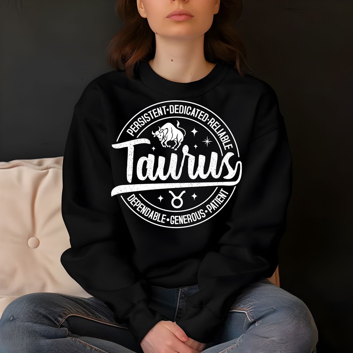 Taurus Zodiac T-Shirt : Celestial Charm Taurus Distressed Apparel