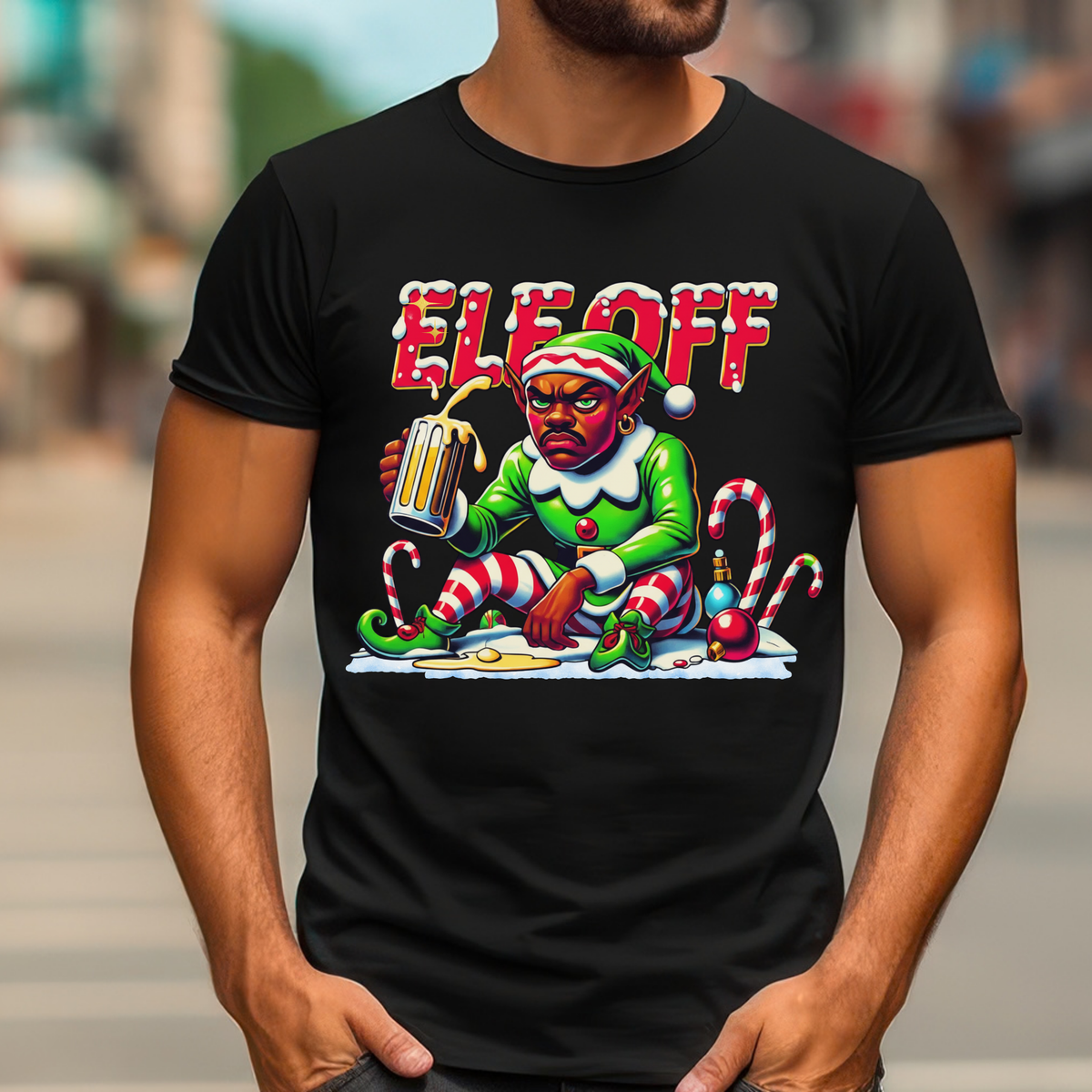 Men's Funny Christmas Shirt - "Elf Off" Men's Bold Christmas Sweatshirt