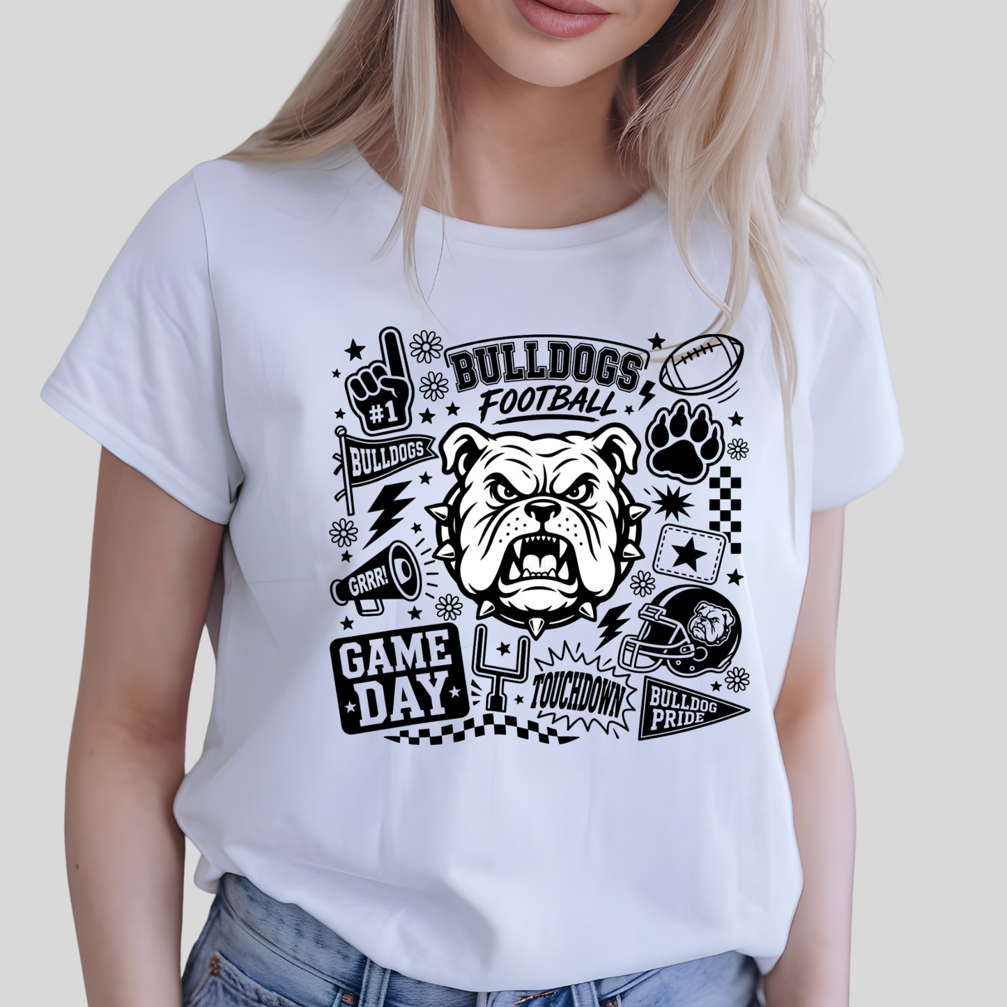 Bulldogs Football Spirit T-shirt - Game Day Bulldog Mascot & Touchdown Apparel