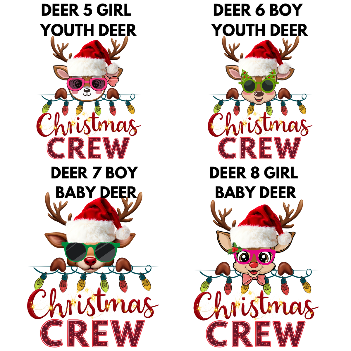 Custom Family Christmas Crew Shirts - Personalized Reindeer Matching Holiday Shirts