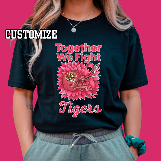 Custom Pink Ribbon Football Tee: Together We Fight - Custom Mascot