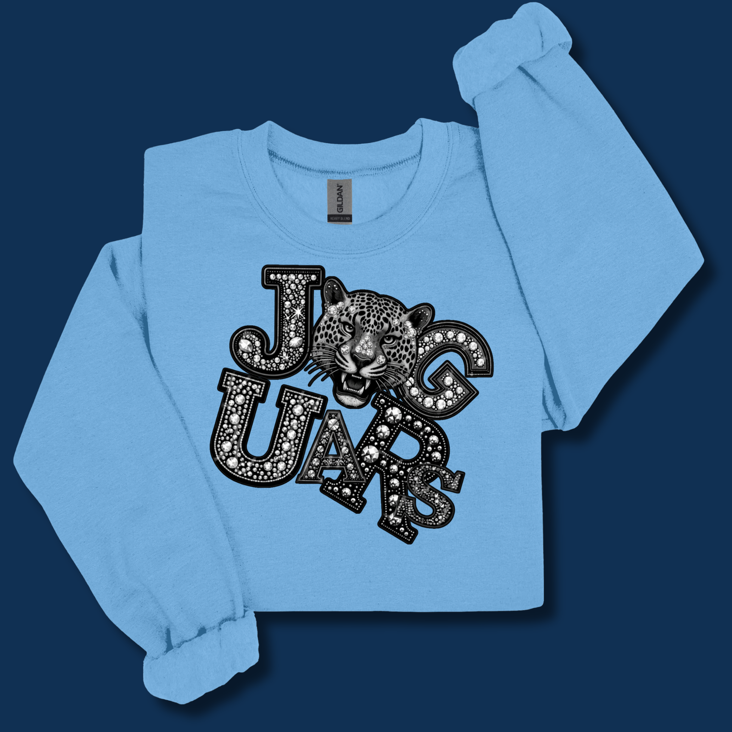 Jaguar Spirit Shirt - Sparkly Bling Jaguar Faux Rhinestone Mascot T-shirt