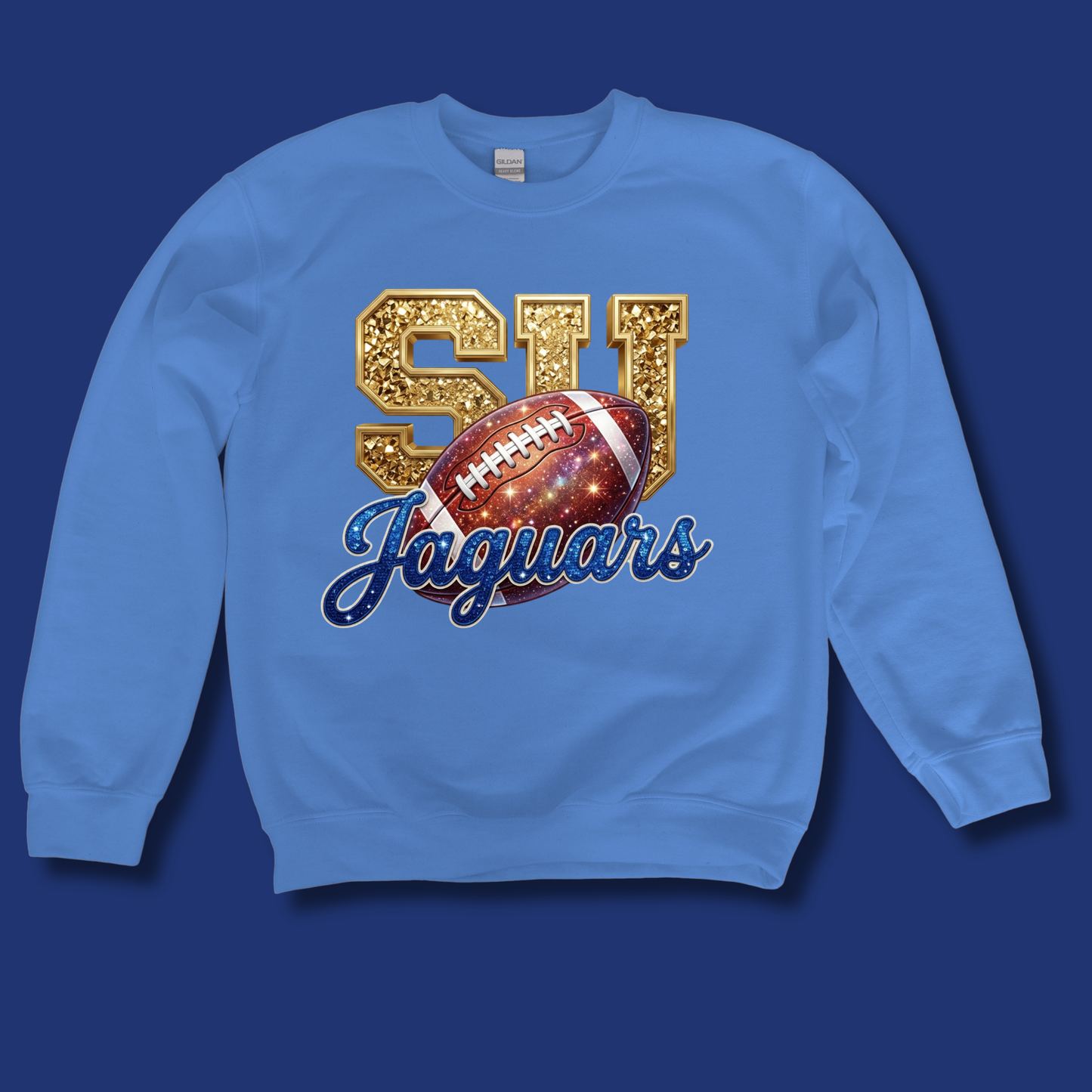 A light blue long-sleeve t-shirt with a 'Came Day Vikings' graphic on the front, displayed flat against a neutral gray background.