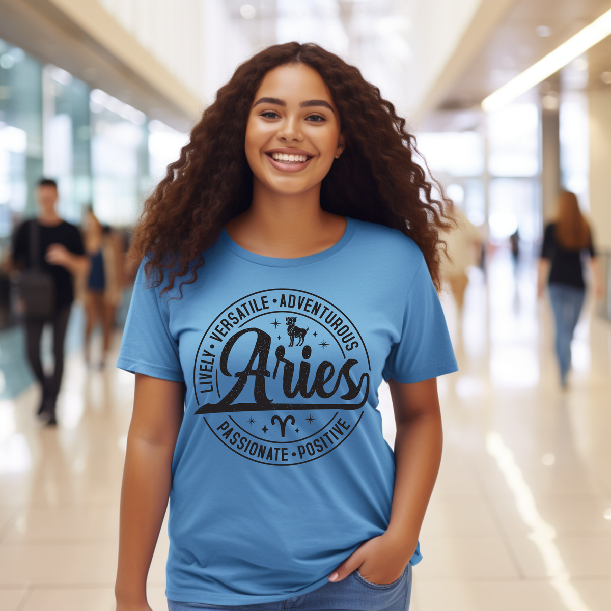 Aries Zodiac T-Shirt : Celestial Charm Aries Distressed Apparel