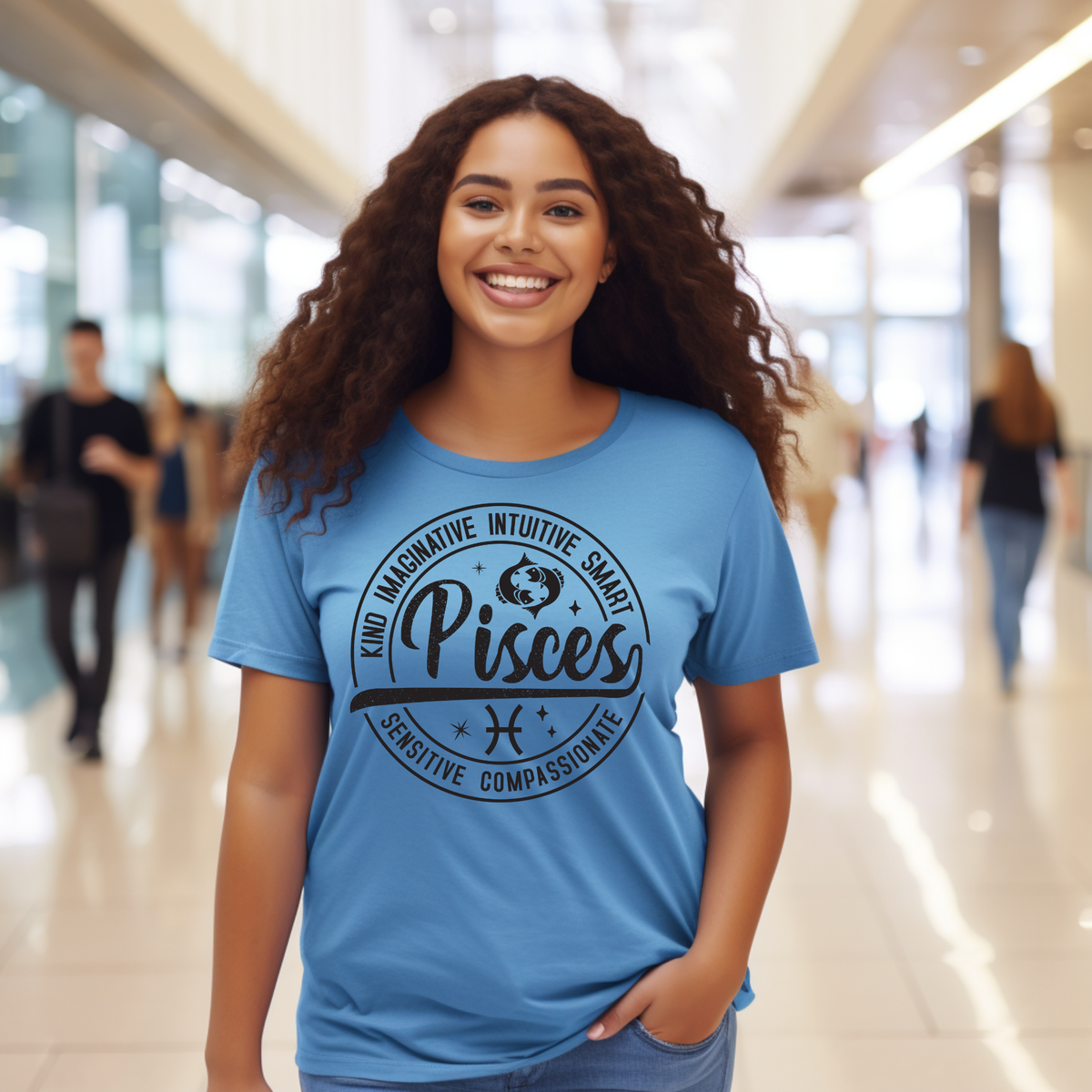 Pisces Zodiac T-Shirt : Celestial Charm Pisces Distressed Apparel