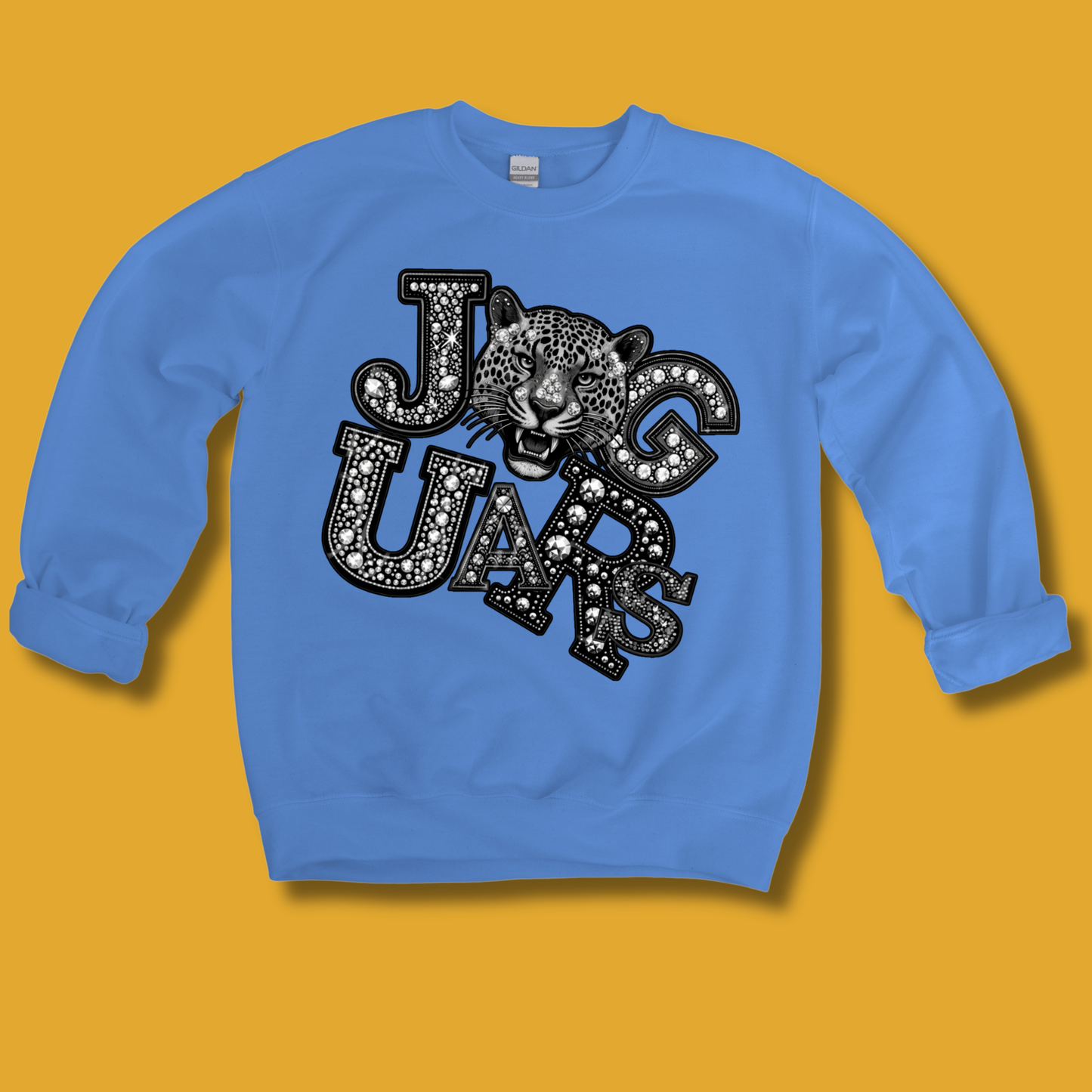 Jaguar Spirit Shirt - Sparkly Bling Jaguar Faux Rhinestone Mascot T-shirt