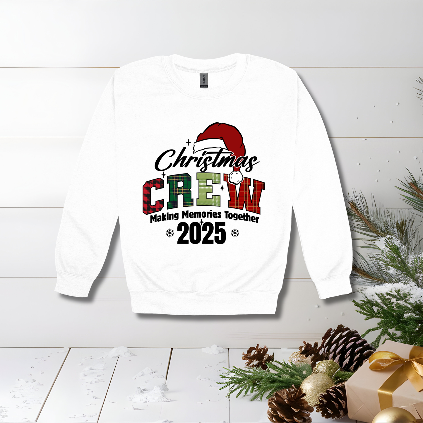 Matching Christmas Crew Family Sweatshirts - Christmas Crew Making Memories 2025: Matching Plaid Family Sweater