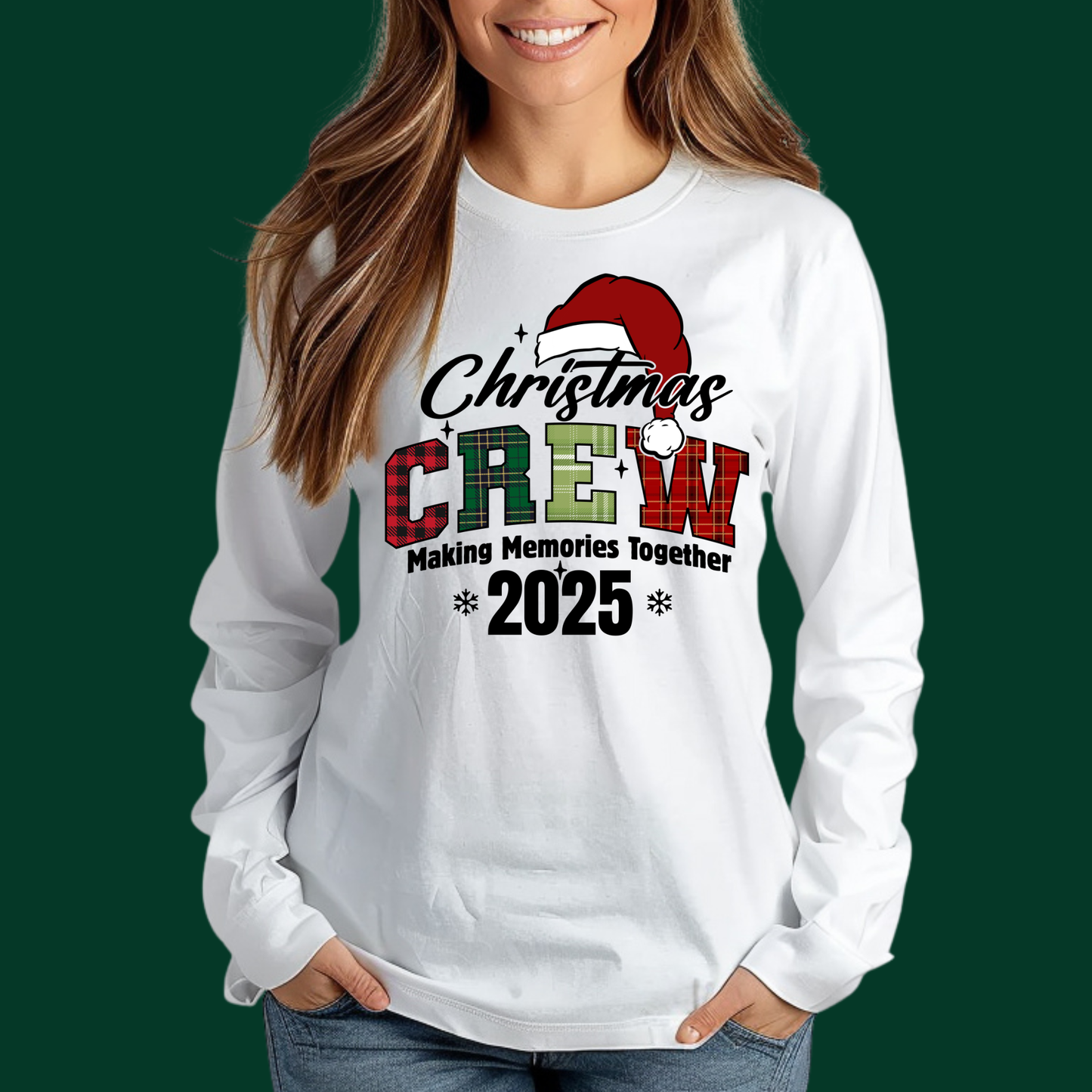 Matching Christmas Crew Family Sweatshirts - Christmas Crew Making Memories 2025: Matching Plaid Family Sweater