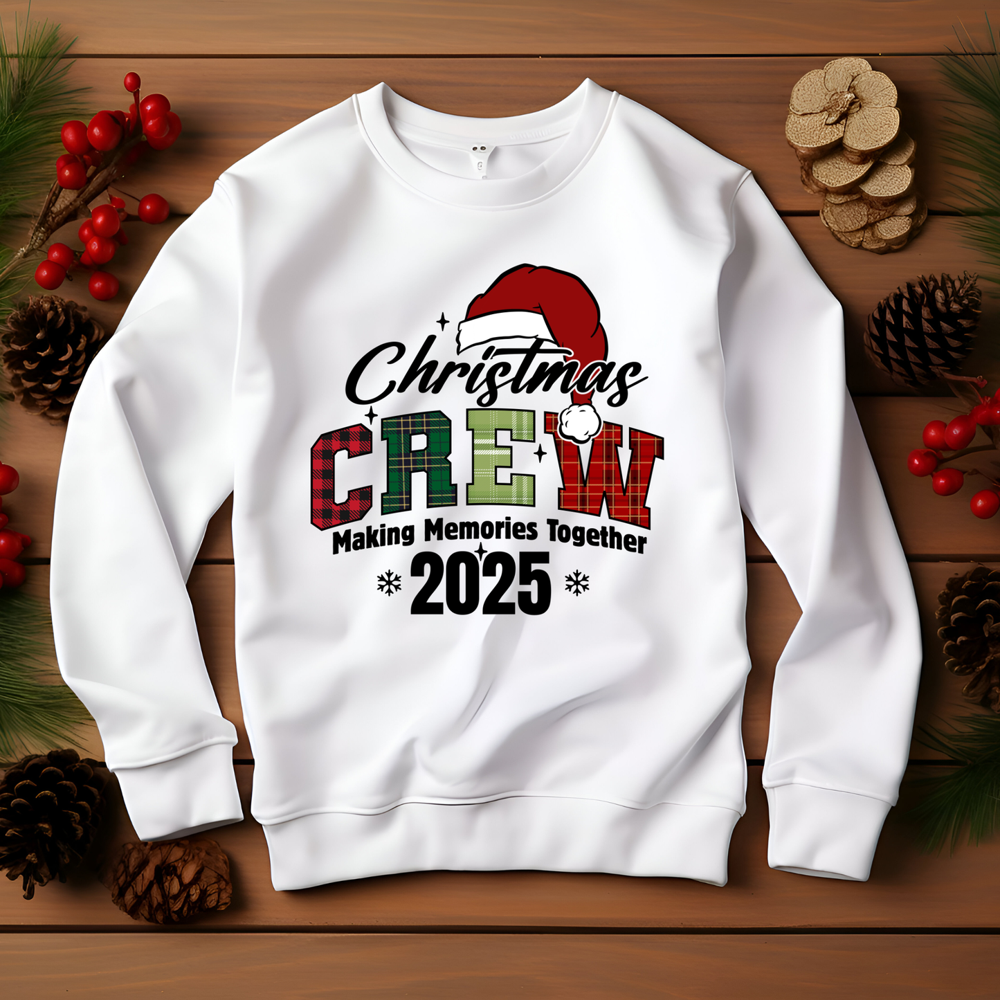 Matching Christmas Crew Family Sweatshirts - Christmas Crew Making Memories 2025: Matching Plaid Family Sweater