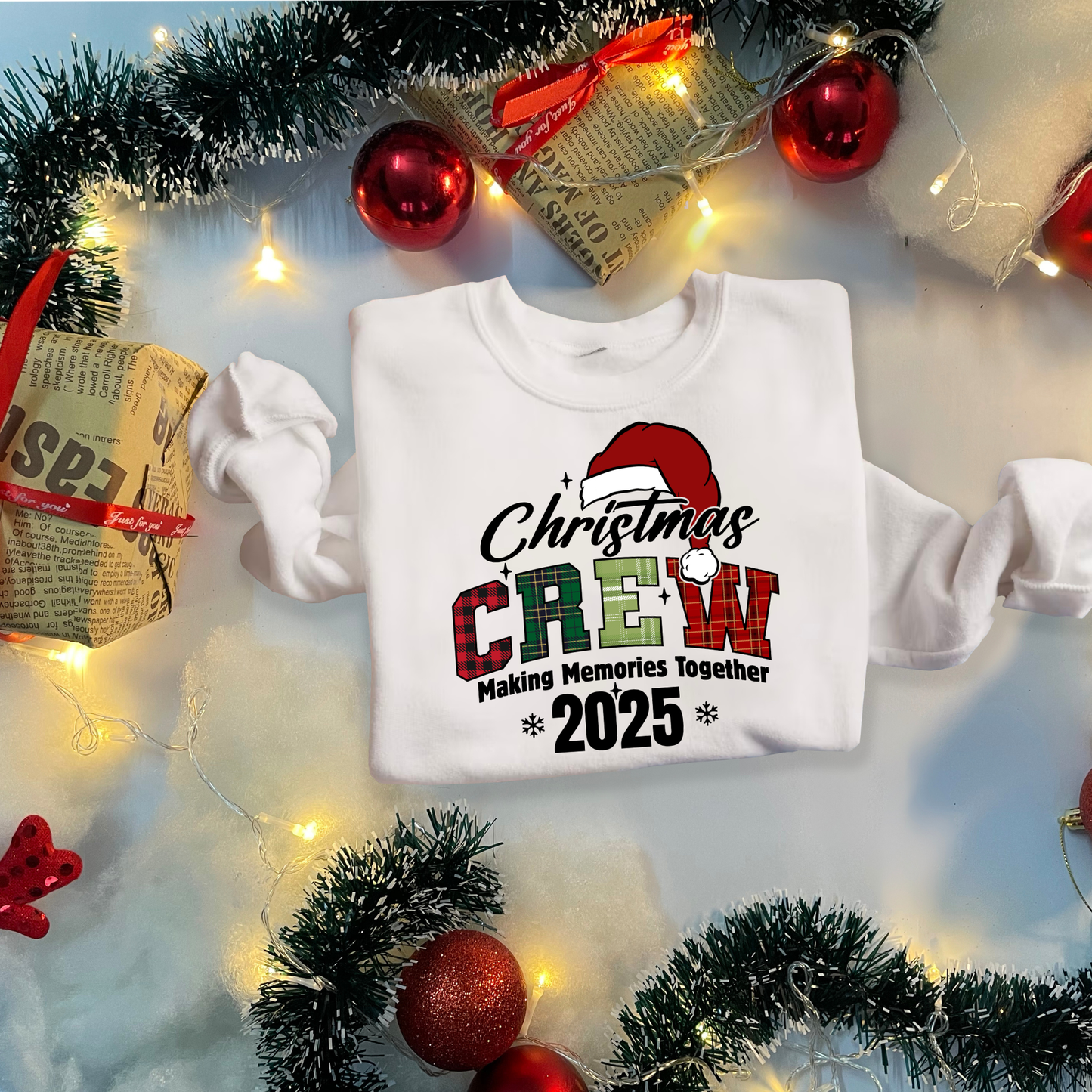 Matching Christmas Crew Family Sweatshirts - Christmas Crew Making Memories 2025: Matching Plaid Family Sweater