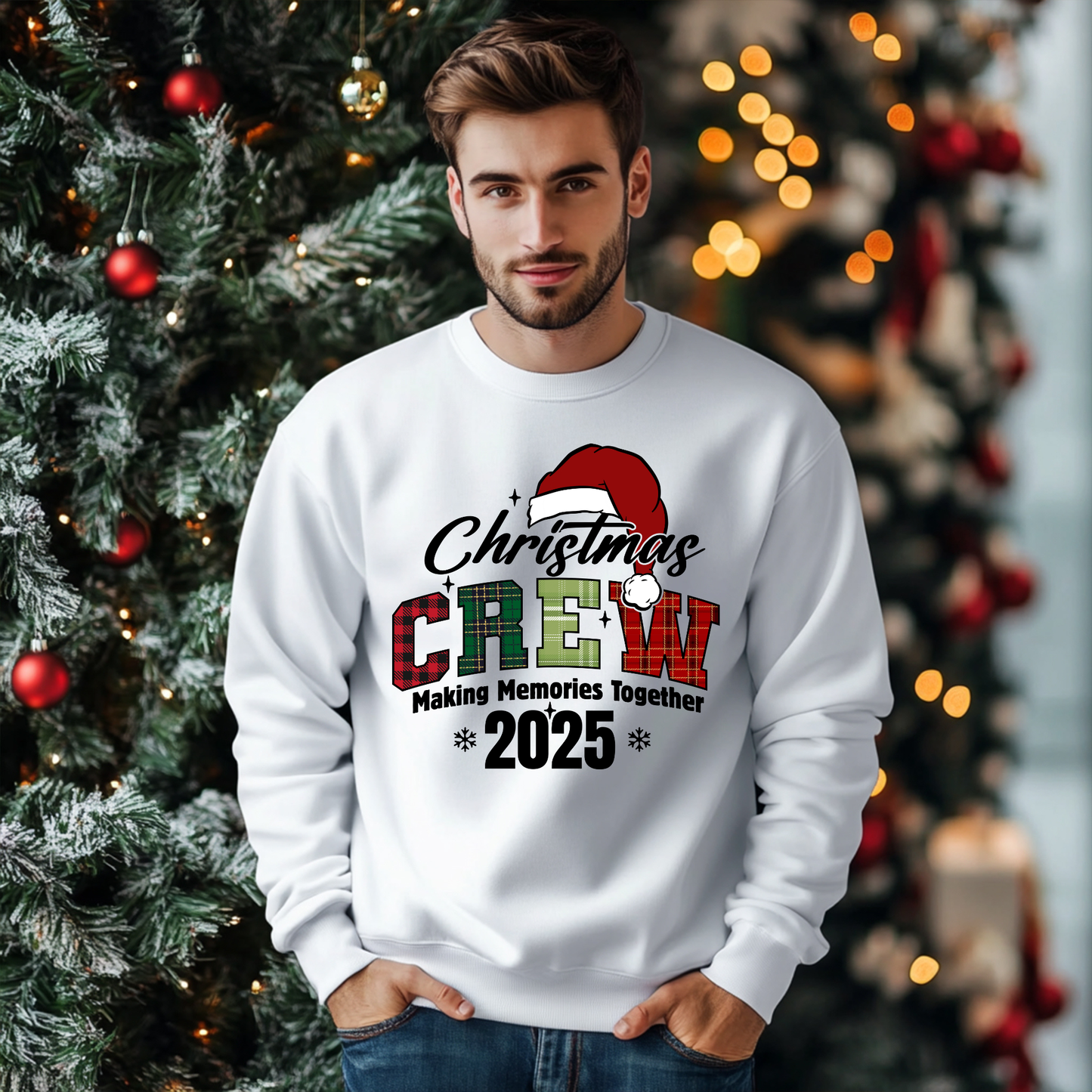 Matching Christmas Crew Family Sweatshirts - Christmas Crew Making Memories 2025: Matching Plaid Family Sweater