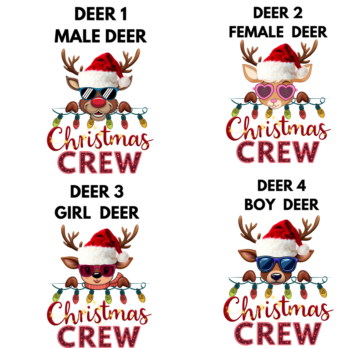 Custom Family Christmas Crew Shirts - Personalized Reindeer Matching Holiday Shirts