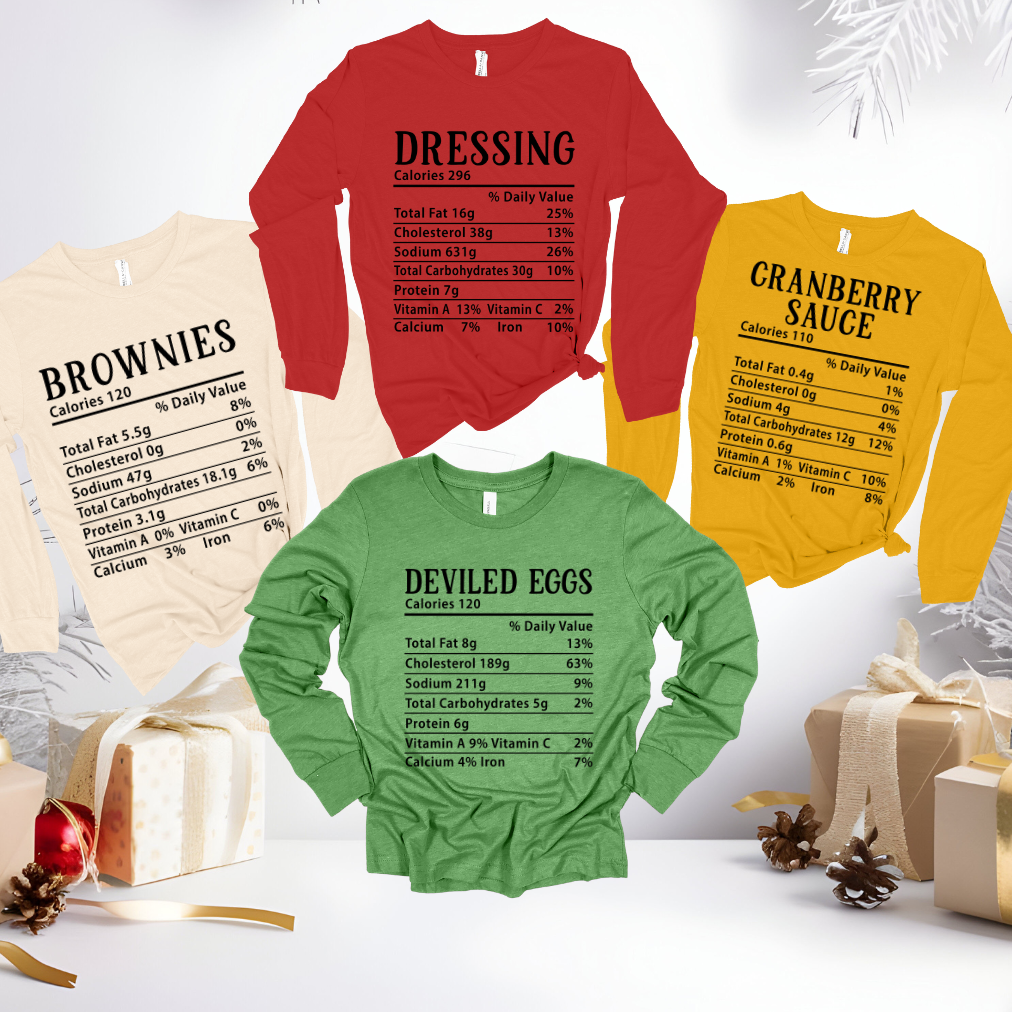 Family Matching Christmas Food Nutrition Label Long Sleeve Unisex T-Shirt