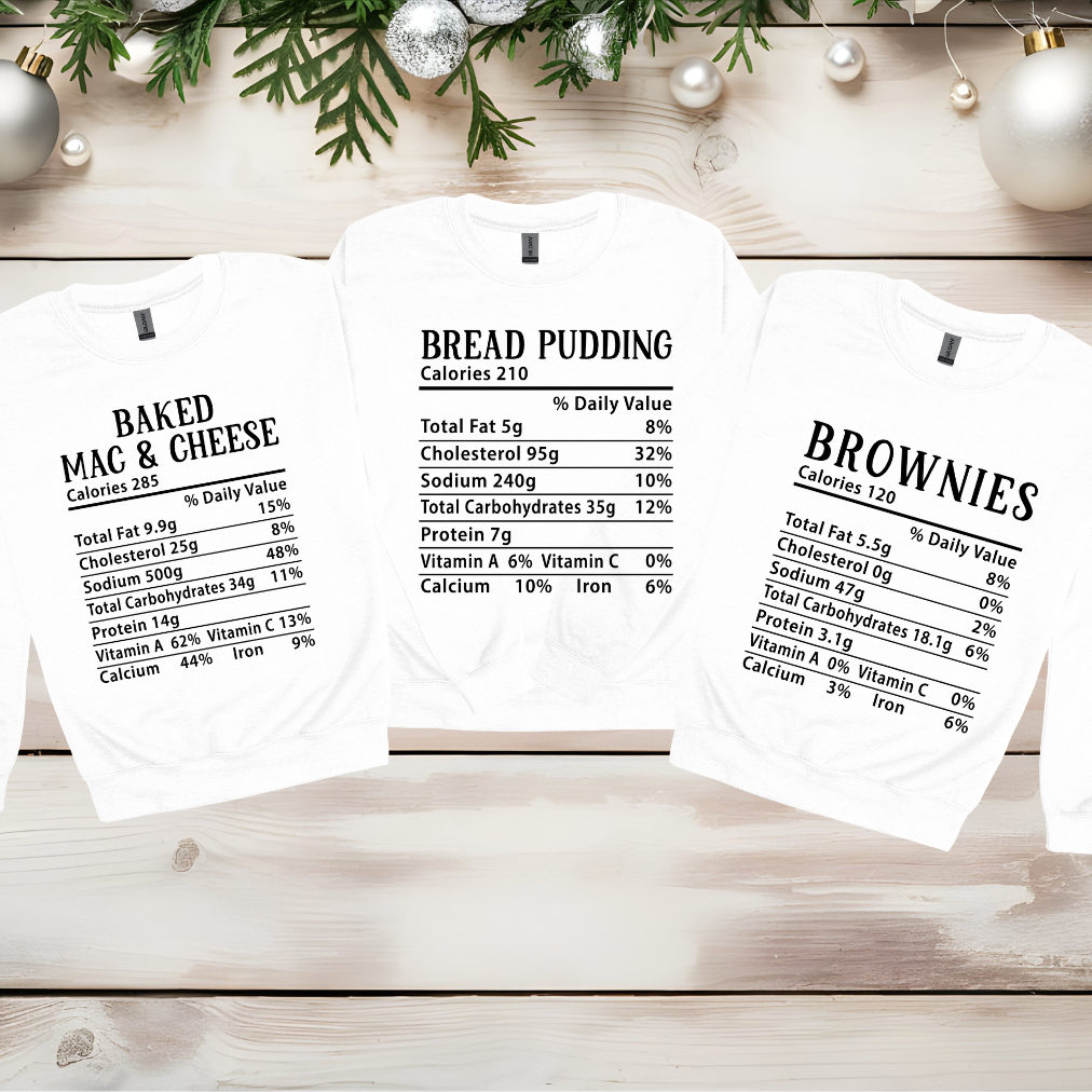Family Matching Christmas Nutrition Label T-Shirt - Kids  Family Matching Christmas Food Nutrition Label Long Sleeve Unisex T-Shirt