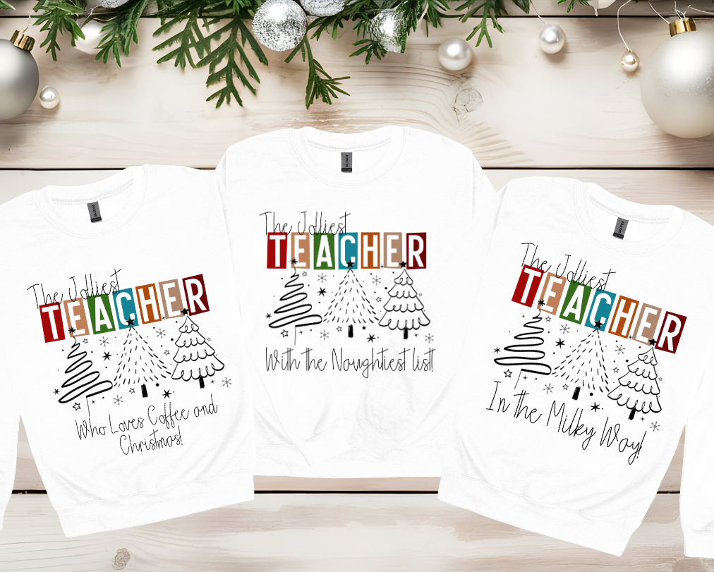 Teacher Christmas Oversized White Custom Crewneck Sweater 