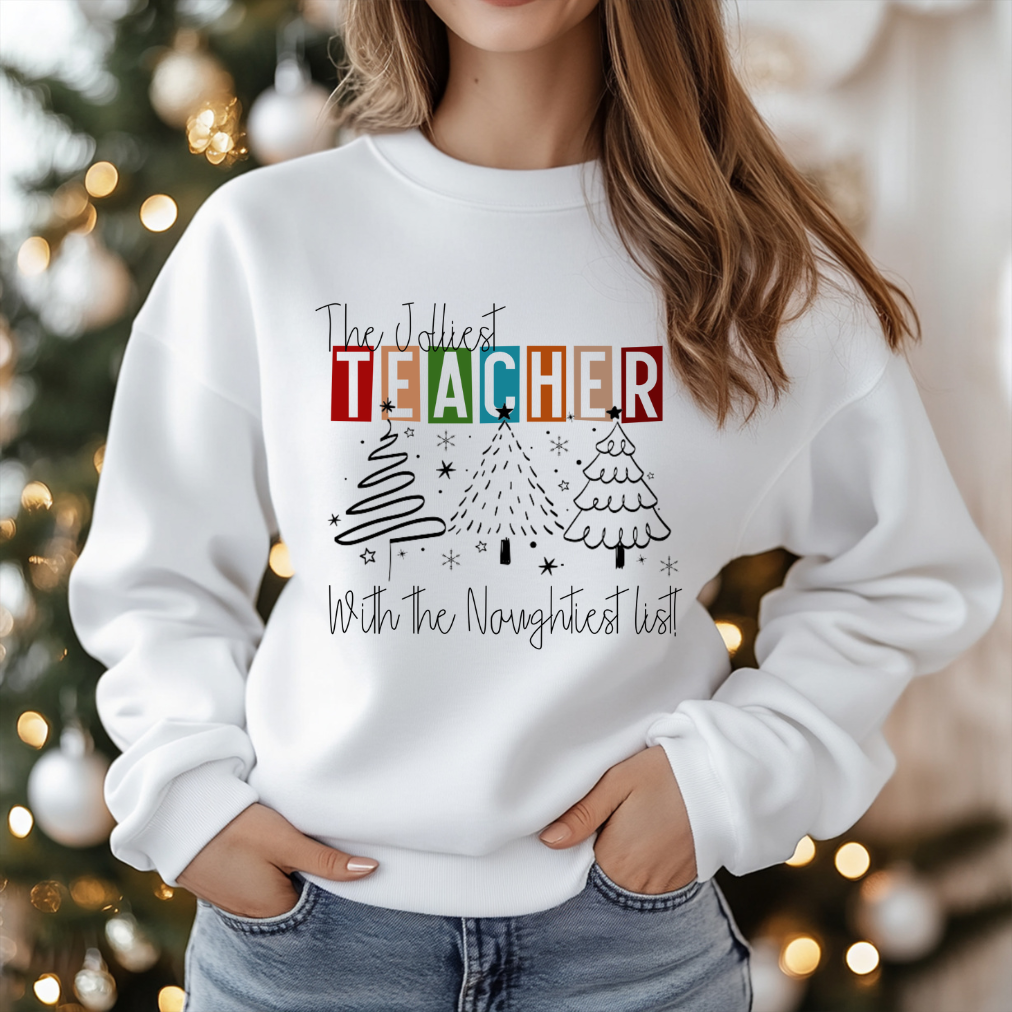 Teacher Christmas Oversized White Crewneck Sweater 