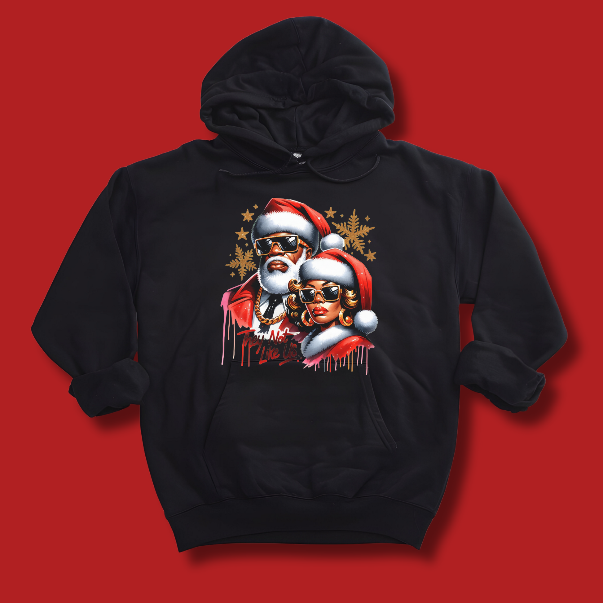 Black Santa & Mrs. Claus Couple Sweater - They Not Like Us Christmas Sweatshirt