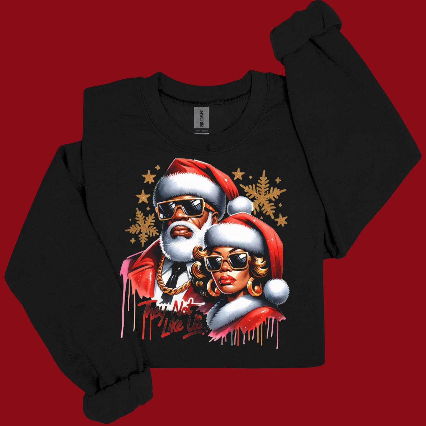 Black Santa & Mrs. Claus Couple Sweater - They Not Like Us Christmas Sweatshirt