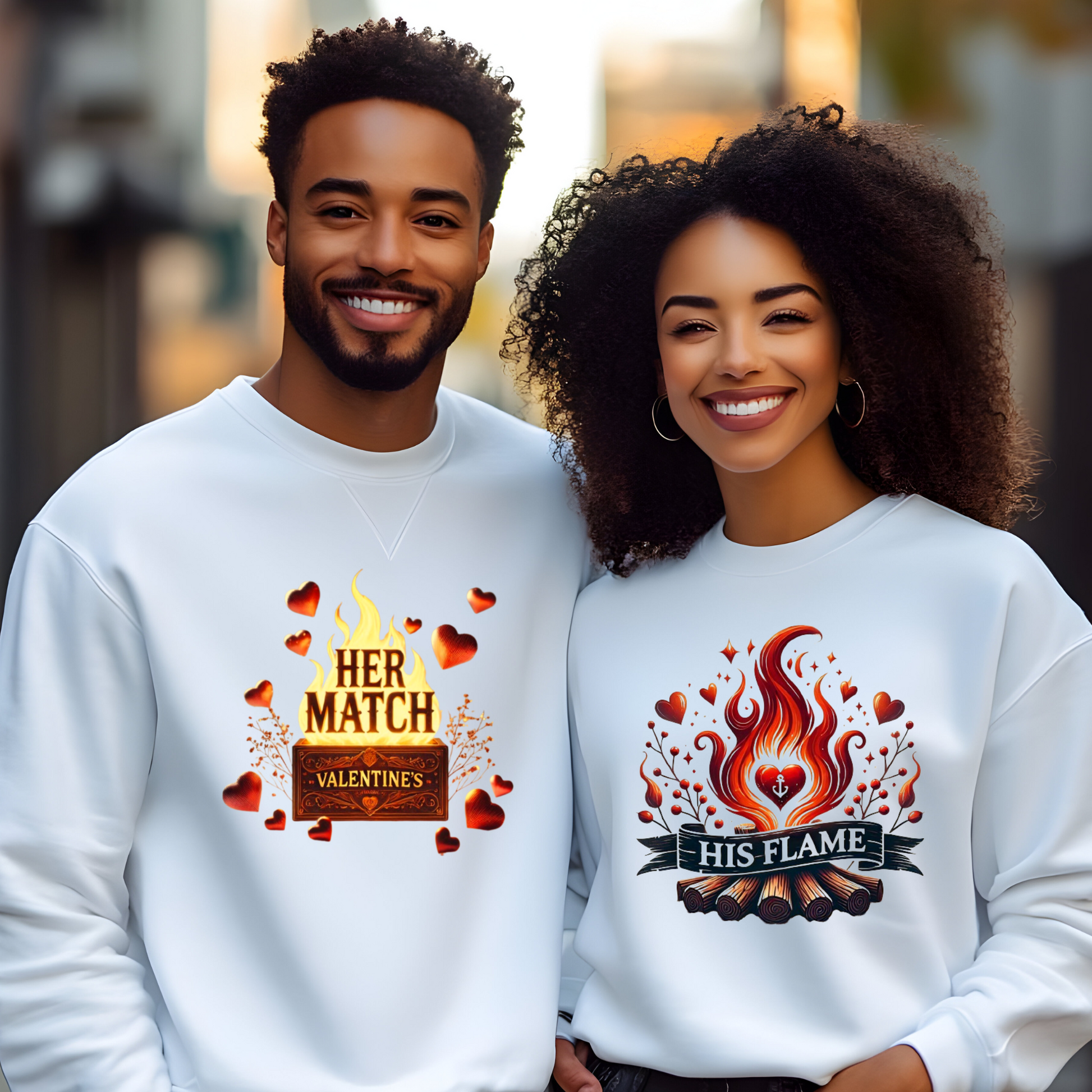 Couples Matching Sweater "His Flame" Women's Valentines Sweatshirt Couples Matching Sweater - "His Flame" Women's Crewneck Sweatshirt perfect for a valentines date 