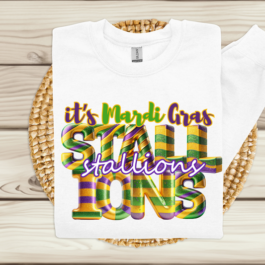 Custom Mardi Gras School Mascot Sweatshirt - Unleash the Mardi Gras Spirit perfect for teachers, students and alumni