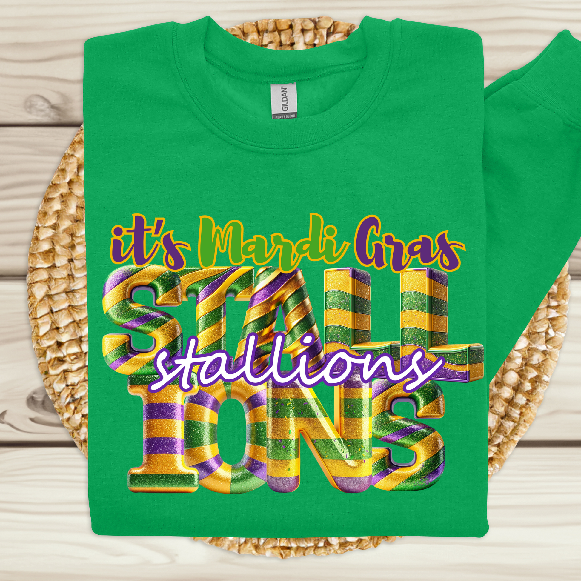 Custom Mardi Gras School Mascot Sweatshirt - Unleash the Mardi Gras Spirit perfect for teachers students and alumni