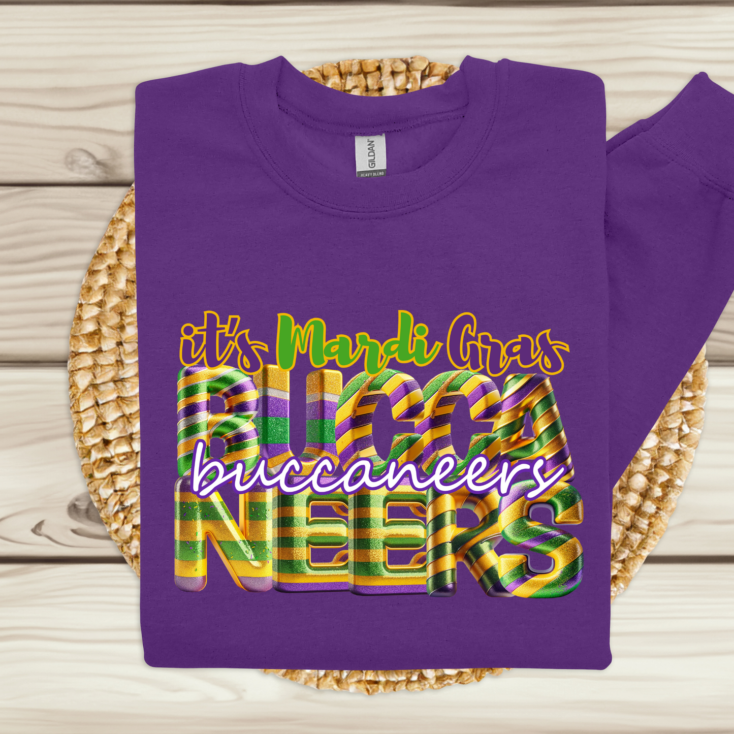 Custom Mardi Gras School Mascot Sweatshirt - Unleash the Mardi Gras Spirit perfect for teachers students and alumni