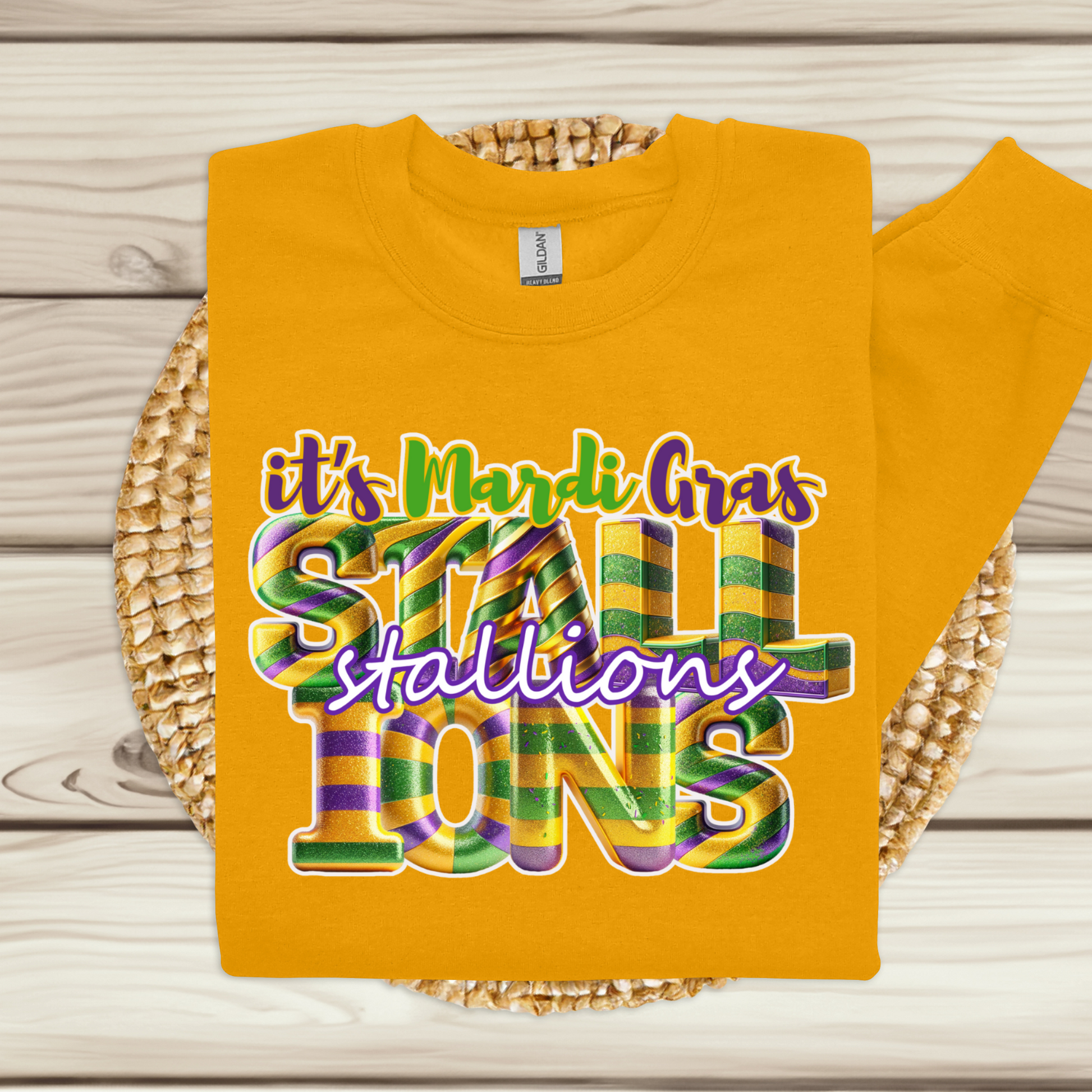 Custom Mardi Gras School Mascot Sweatshirt - Unleash the Mardi Gras Spirit perfect for teachers students and alumni