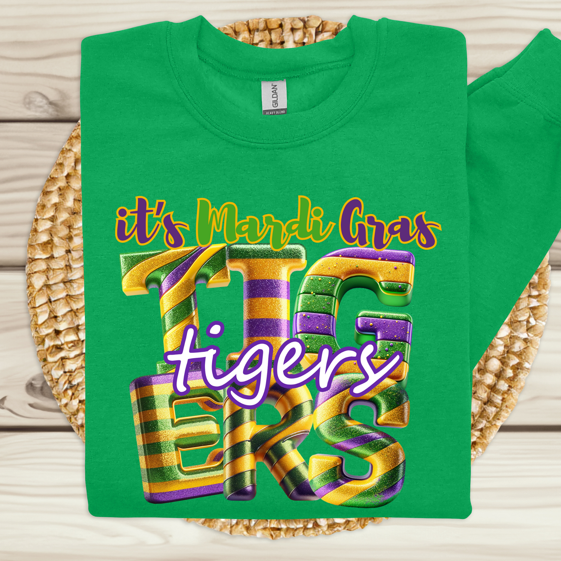 Custom Mardi Gras School Mascot Sweatshirt - Unleash the Mardi Gras Spirit perfect for students teachers and alumni