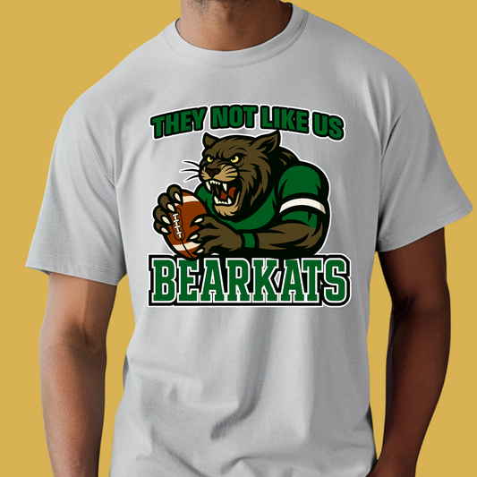 T-shirt with bearkats logo and text on a yellow background Custom Mascot Shirt - BearKats They Not Like Us Game Day Spirit Tee Version 2