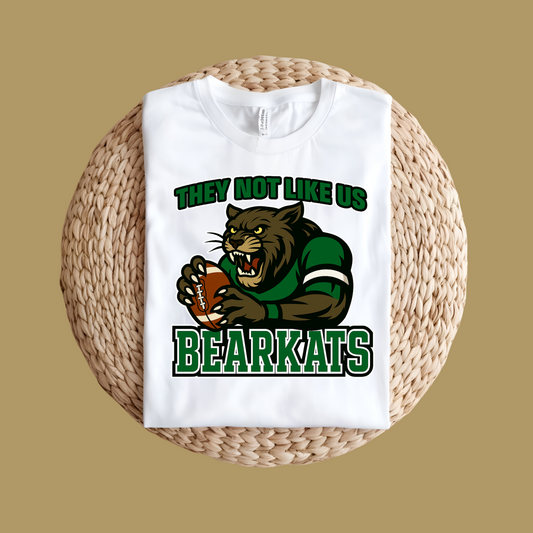 White t-shirt with bearkats graphic and text on a woven surface Custom Mascot Shirt - BearKats They Not Like Us Game Day Spirit Tee Version 2