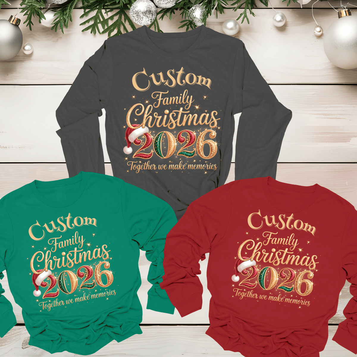 Custom Family Christmas 2026 Shirt - Personalized Christmas Holiday T-shirt & Sweatshirts