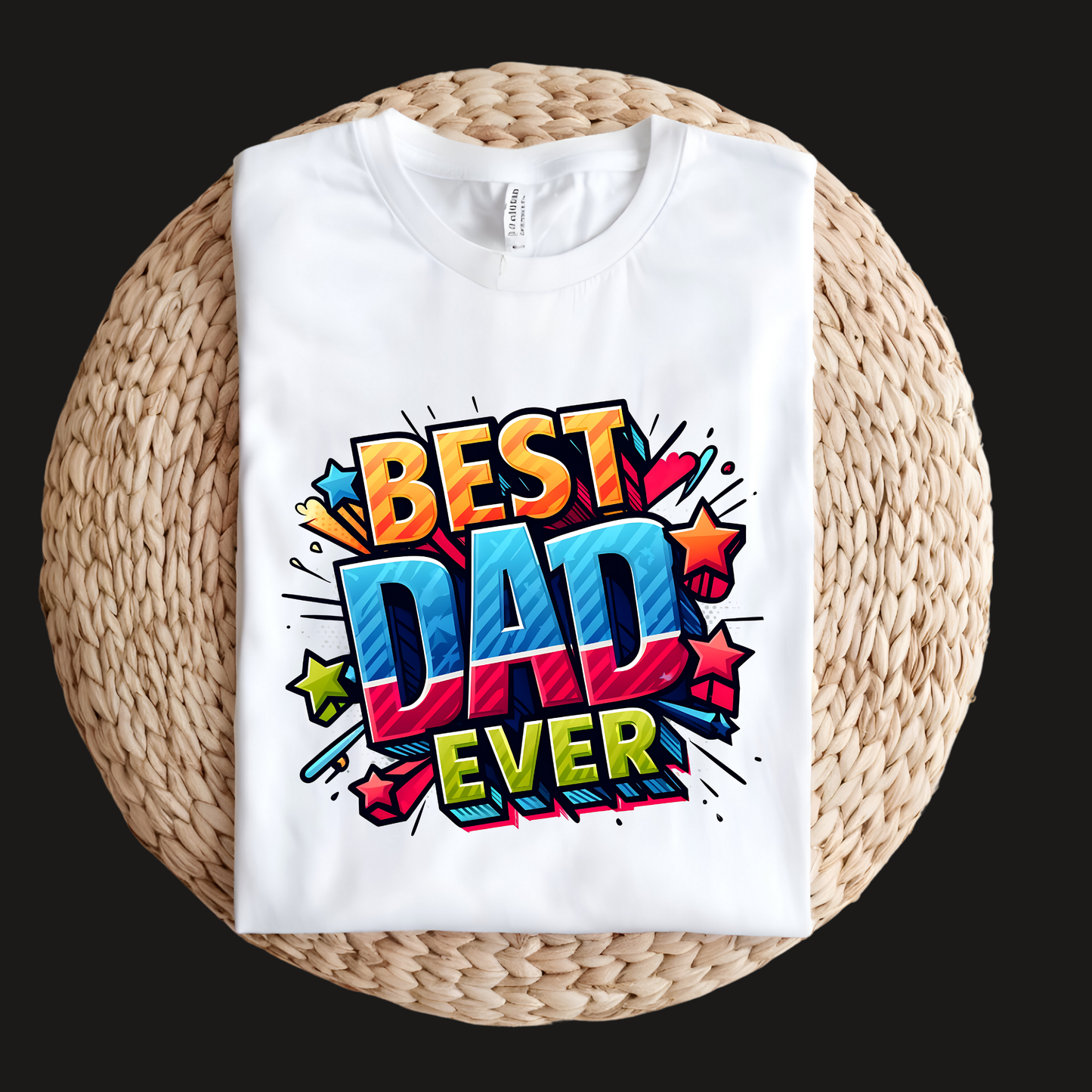 Dad Shirt - Comic Graphic Best Dad Ever Tee - Cool T-shirt for Fathers white fold cool comic tee 