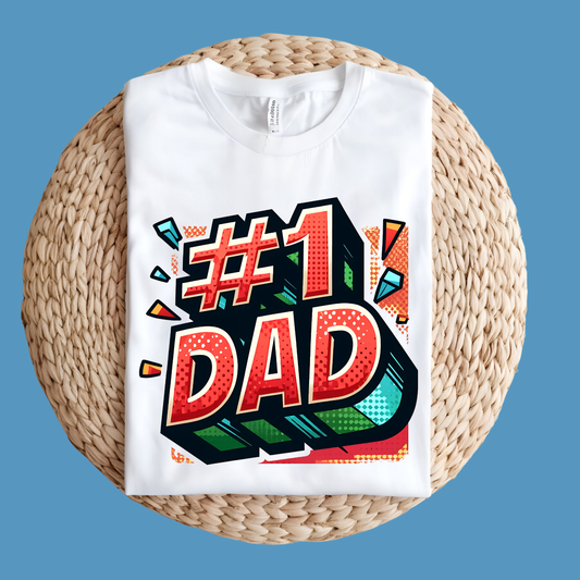 Dad T-Shirt - #1 Dad – Comic Strip Dynamic Graphic Tee